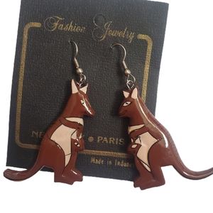 Kangaroo wooden earrings
